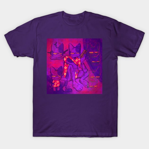 Funny Purple Cat T-Shirt by blacksugarpill